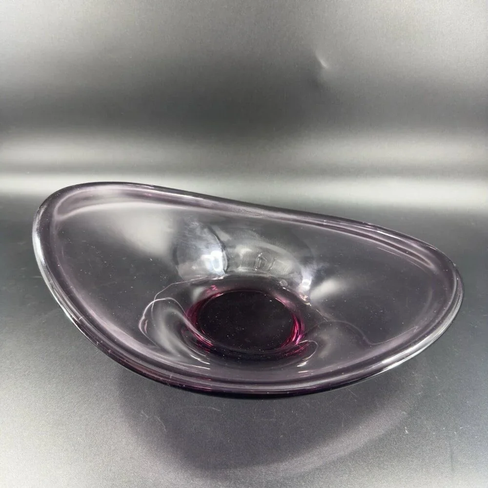 Lotta Peterson for IKEA Transparent Purple Mouth Blown Freeform Glass‎ Bowl Dish